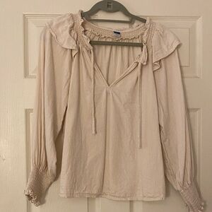 Old Navy Cream Ruffled Blouse